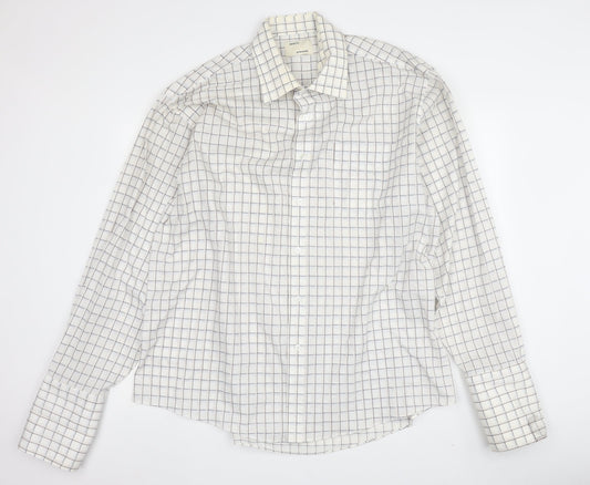 Greenwoods Men's White Check Long Sleeve Dress Shirt