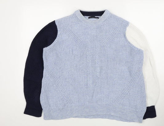 Marks and Spencer Women's Blue Crew Neck Pullover Jumper L