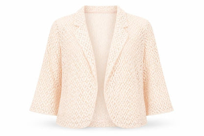 Front view of Roman Women's Pink Lace Blazer, size 14