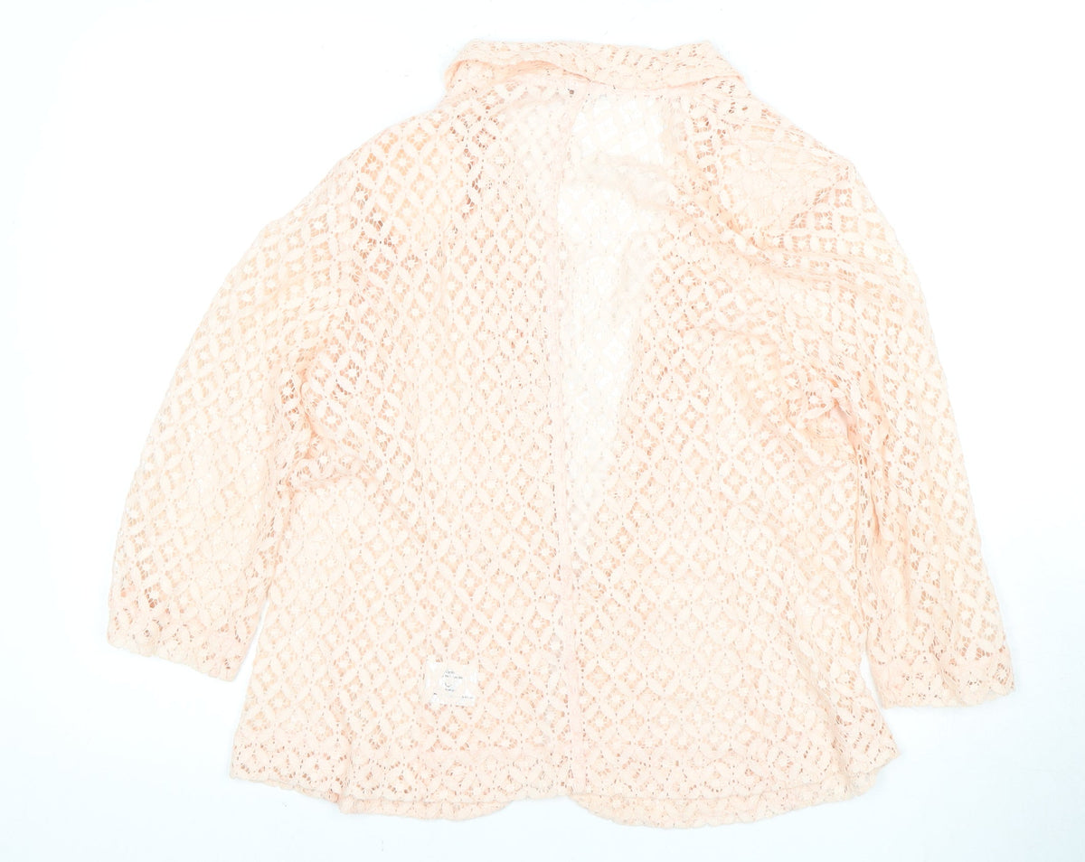 Back view of Roman Women's Pink Lace Blazer, size 14