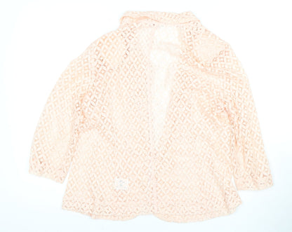 Back view of Roman Women's Pink Lace Blazer, size 14