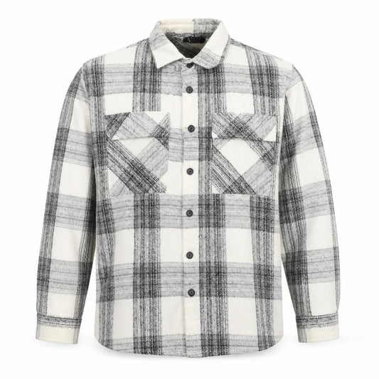 Man Men's Black and White Plaid Button-Up Shirt - L