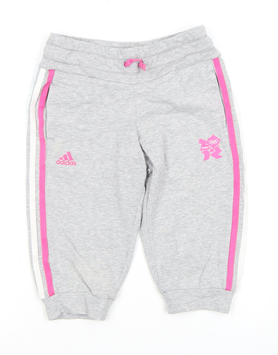 Additional front view of Adidas girls’ grey athletic shorts 7-8 years