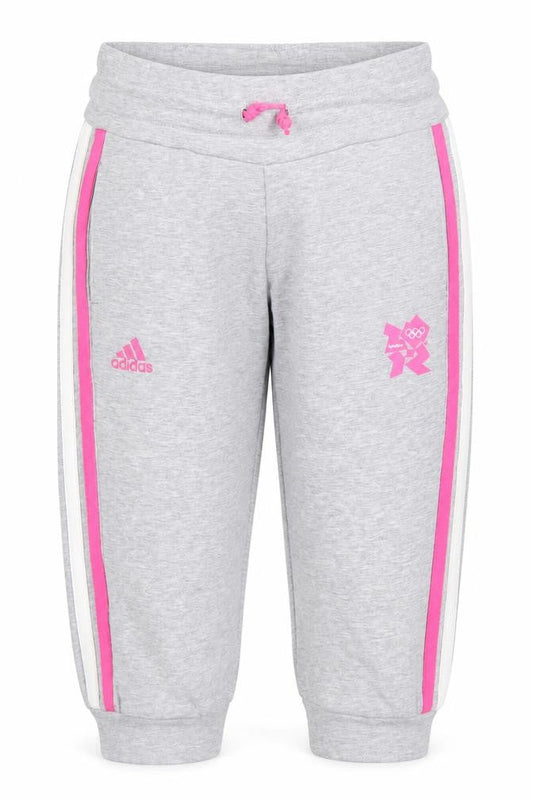 Front view of Adidas girls’ grey athletic shorts 7-8 years