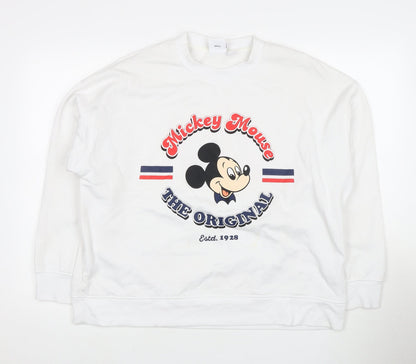 Preloved Disney Unisex White Pullover Sweatshirt L - Front