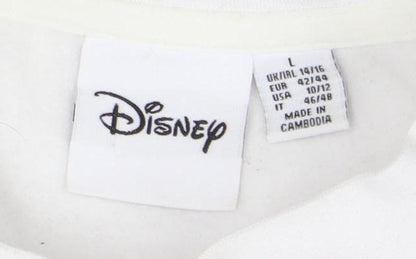 Preloved Disney Unisex White Pullover Sweatshirt L - Detail