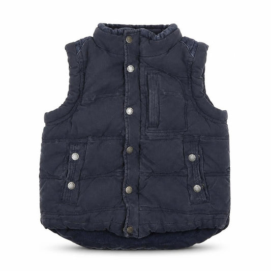 Front view of boys’ fat face blue puffer jacket - 6-7 years, lined, casual outerwear