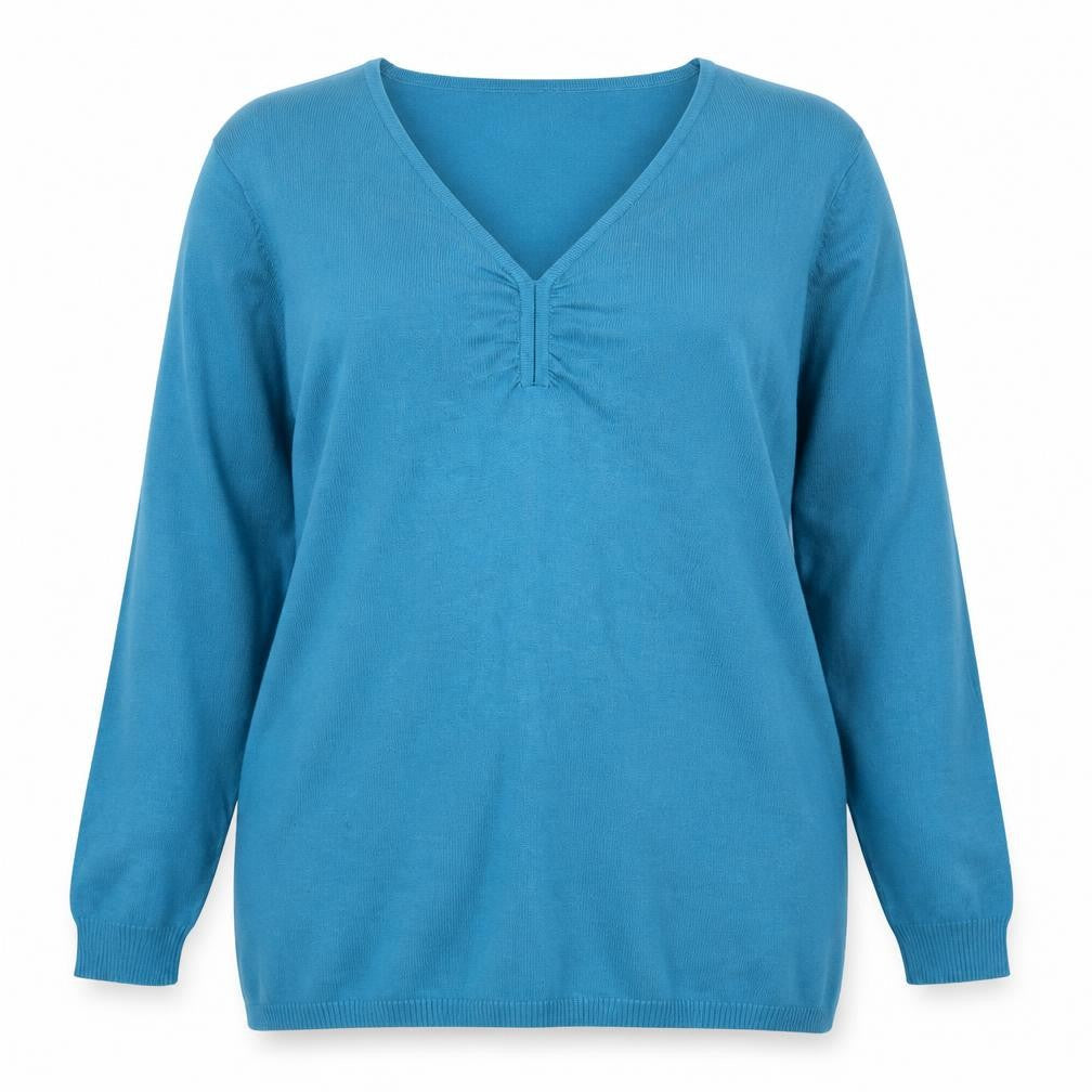 Damart Women's Blue V-Neck Pullover Jumper - L