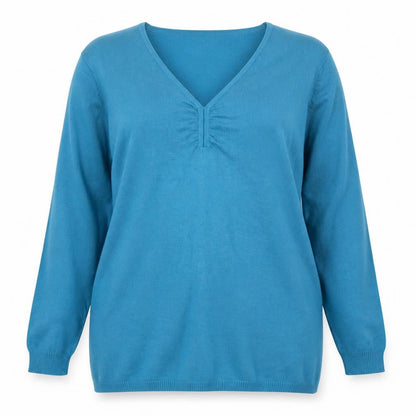 Damart Women's Blue V-Neck Pullover Jumper - L