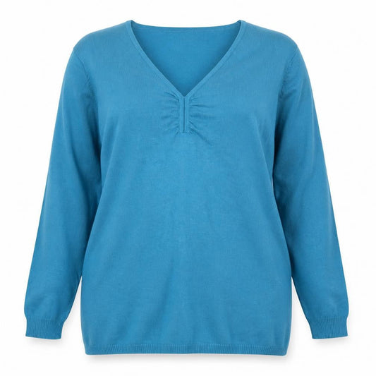 Damart Women's Blue V-Neck Pullover Jumper - L