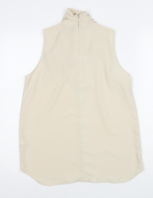 River Island Women's Beige Sleeveless Cowl Neck Blouse