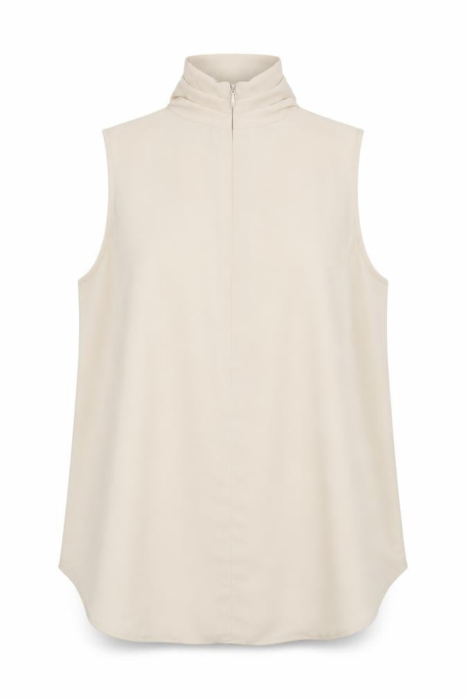River Island Women's Beige Sleeveless Cowl Neck Blouse