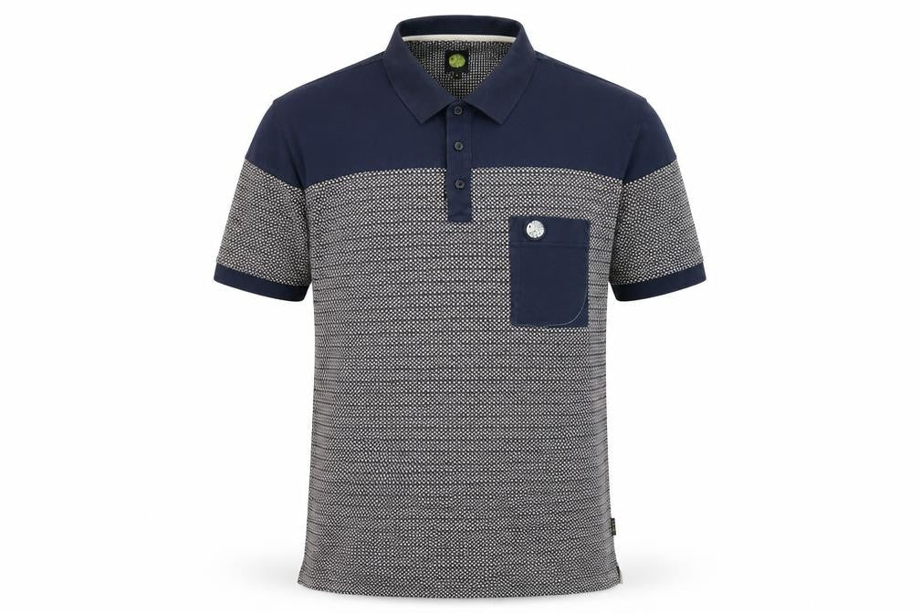 Pretty Green Men's Blue Polo Shirt, Size S, Geometric Pattern