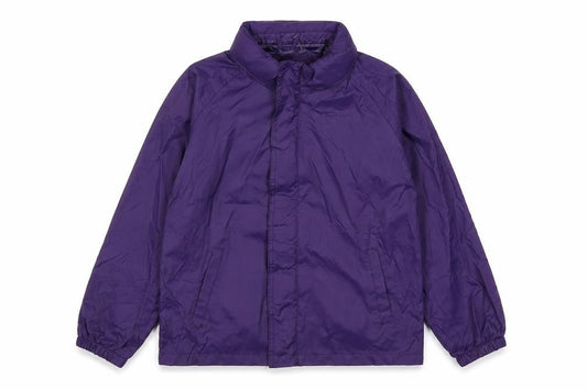Front view of Mountain Warehouse girls’ purple windbreaker jacket 9-10 years