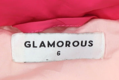 Glamorous Women's Pink Puffer Jacket - Size 6, Winter