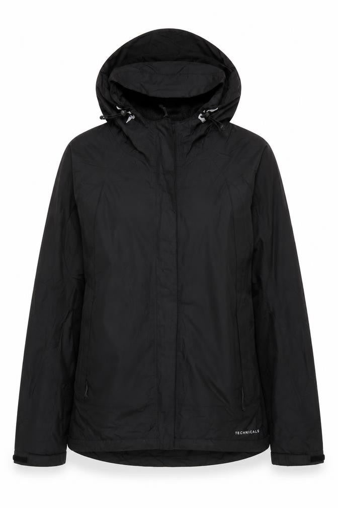 Technicals Women's Black Regular Fit Hooded Jacket
