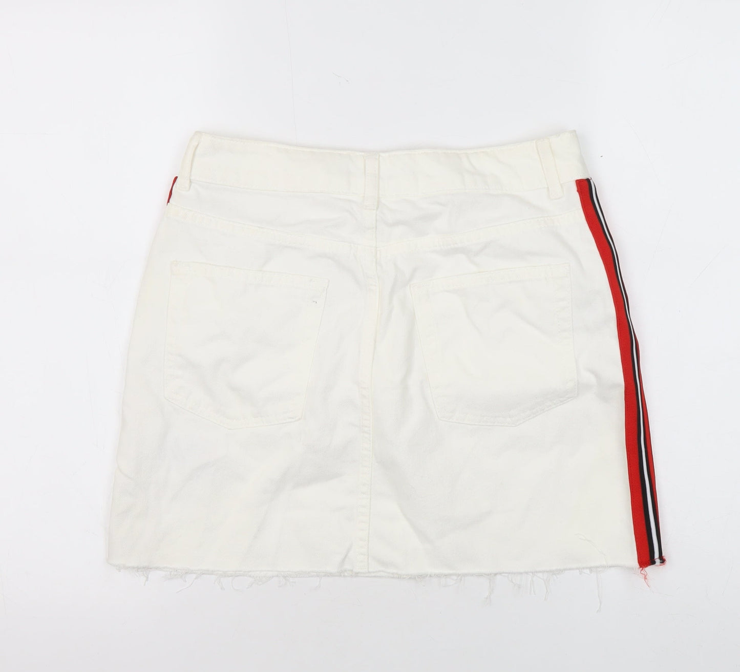 Topshop Women’s White 10 Straight Short Skirt with Pockets