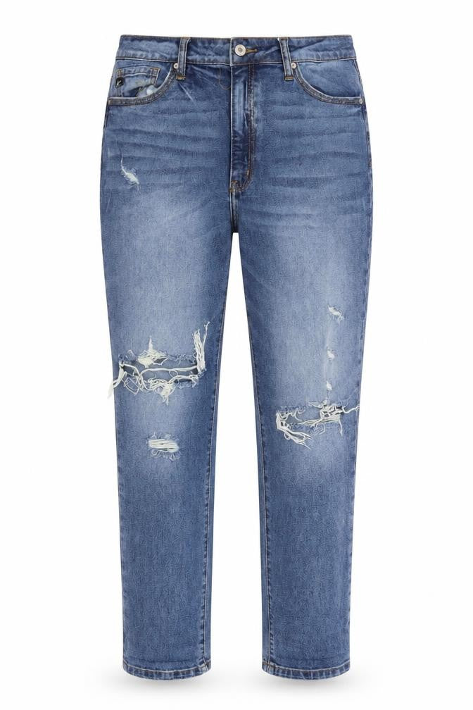 KanCan Women's Blue Straight Jeans, Size 9, Distressed