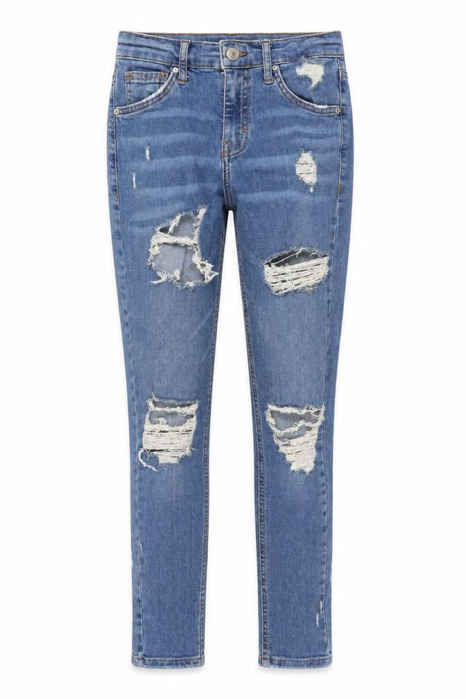 Topshop Women's Blue Skinny Distressed Jeans Size 4
