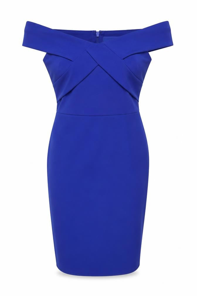 River Island Women's Blue Off Shoulder Sheath Dress