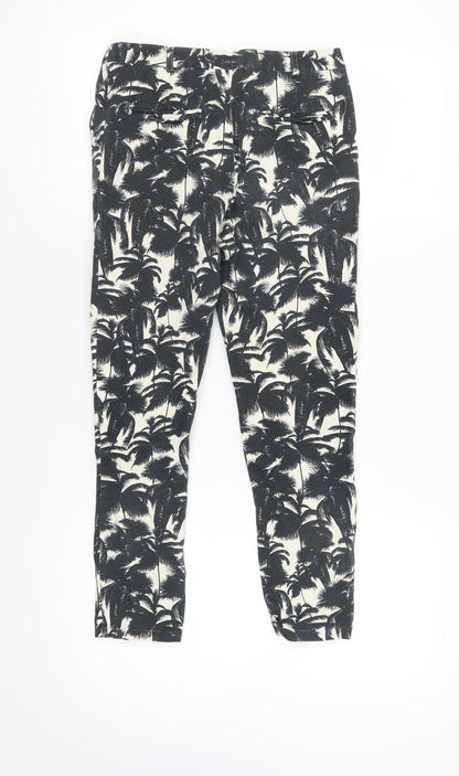Topshop Women's Black Floral Trousers, Size 10