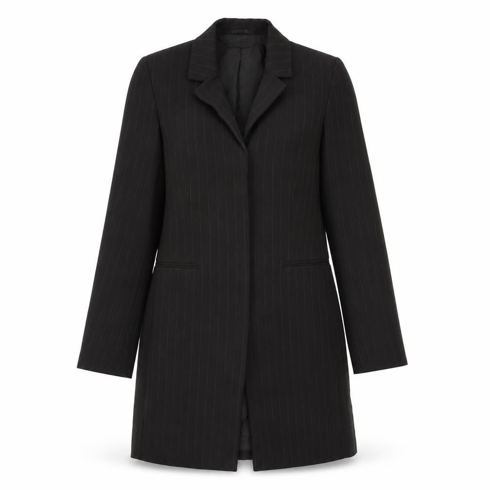 Planet Women's Black Long Pinstripe Suit Jacket - Size 8