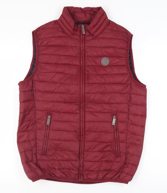 Cotton & Silk Men's Red Puffer Waistcoat L - Casual Wear