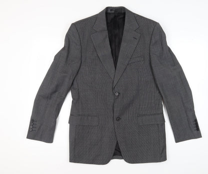 Additional front view of Zara Man Grey Check Wool Suit Jacket 38