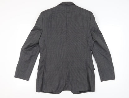 Back view of Zara Man Grey Check Wool Suit Jacket 38