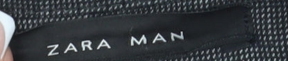 Close-up detail of Zara Man Grey Check Wool Suit Jacket 38