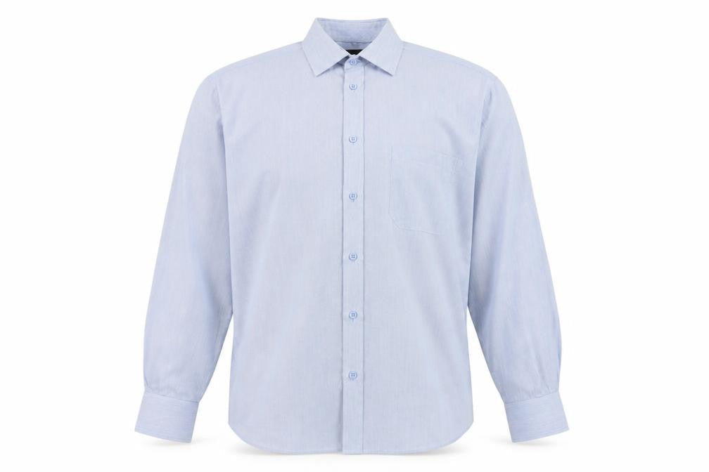 B&W Men's Blue Striped Long Sleeve Shirt - 17
