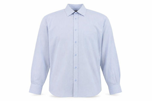 B&W Men's Blue Striped Long Sleeve Shirt - 17