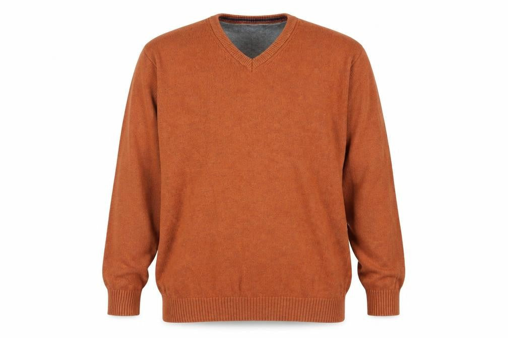 Maine New England Men's Brown V-Neck Pullover Jumper L
