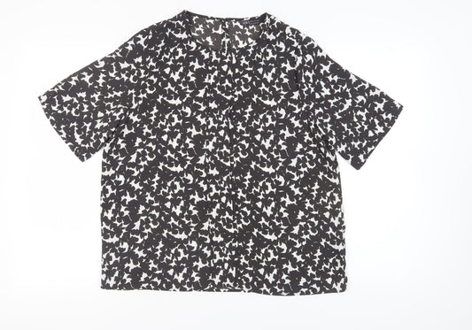 Marks and Spencer Women's Black Animal Print Top, Size 14