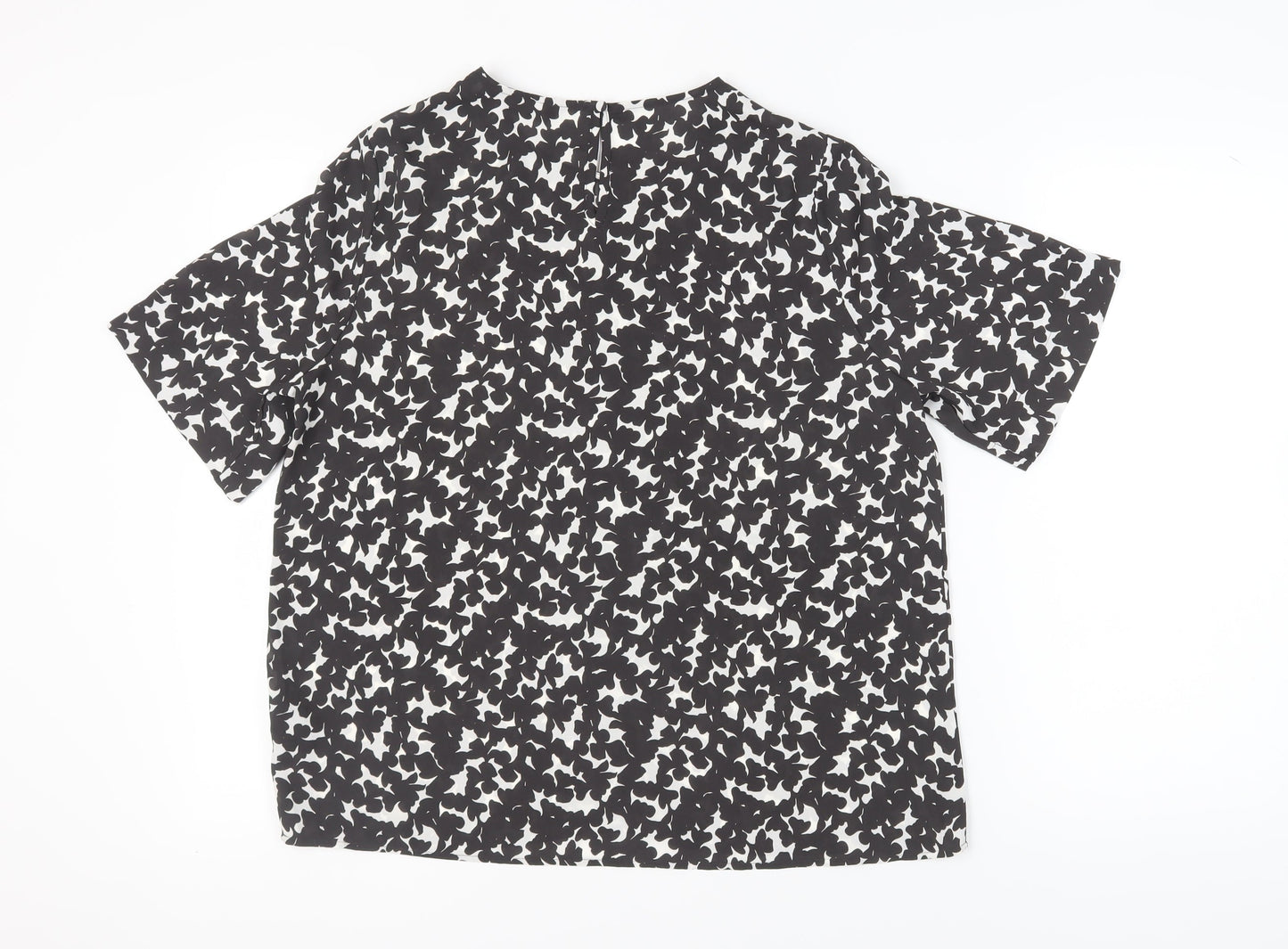 Marks and Spencer Women's Black Animal Print Top, Size 14