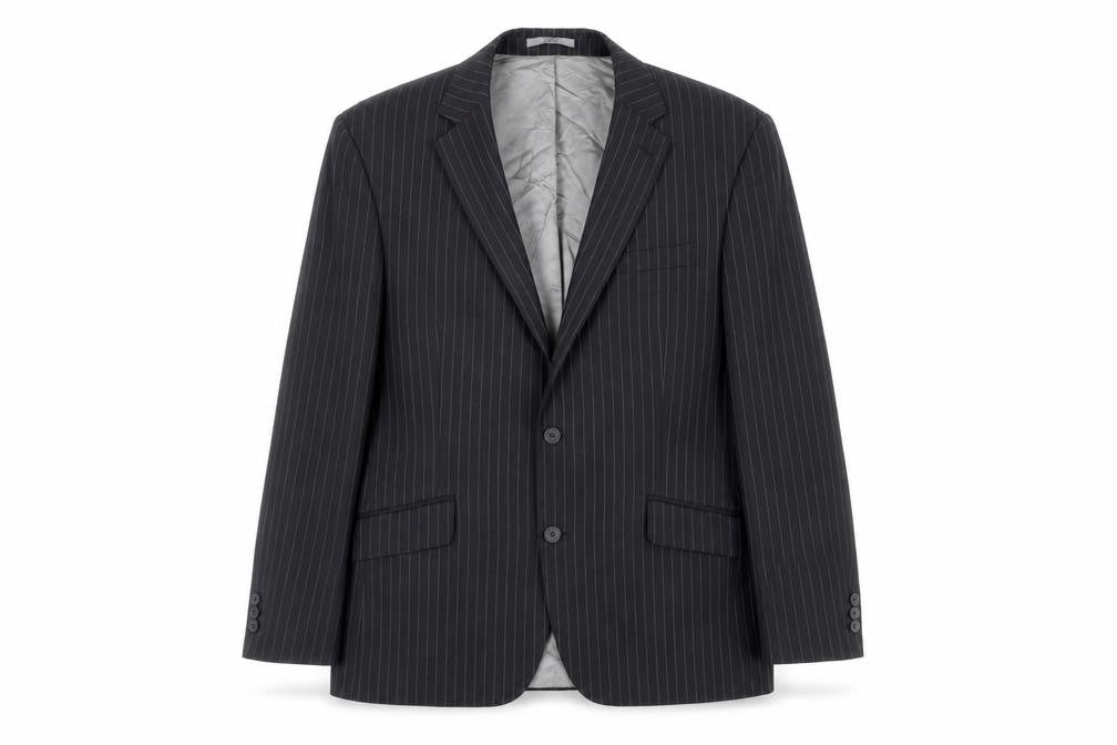 The Label Men's Black Striped Regular Blazer 42R