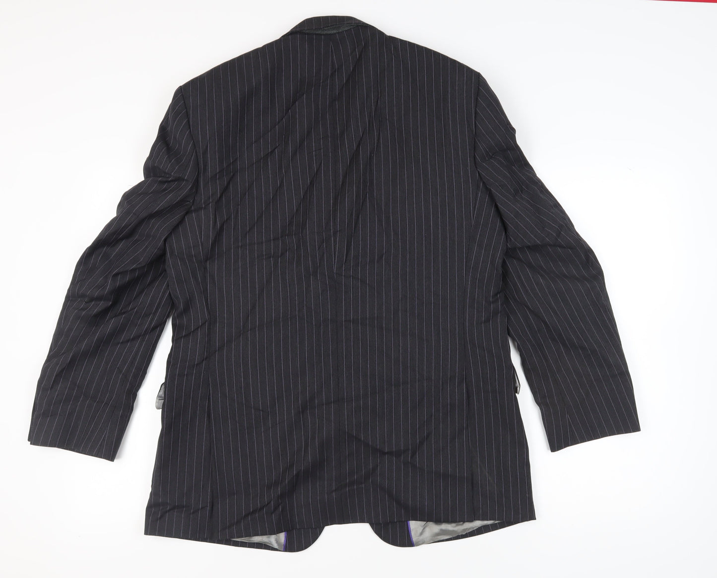 The Label Men's Black Striped Regular Blazer 42R