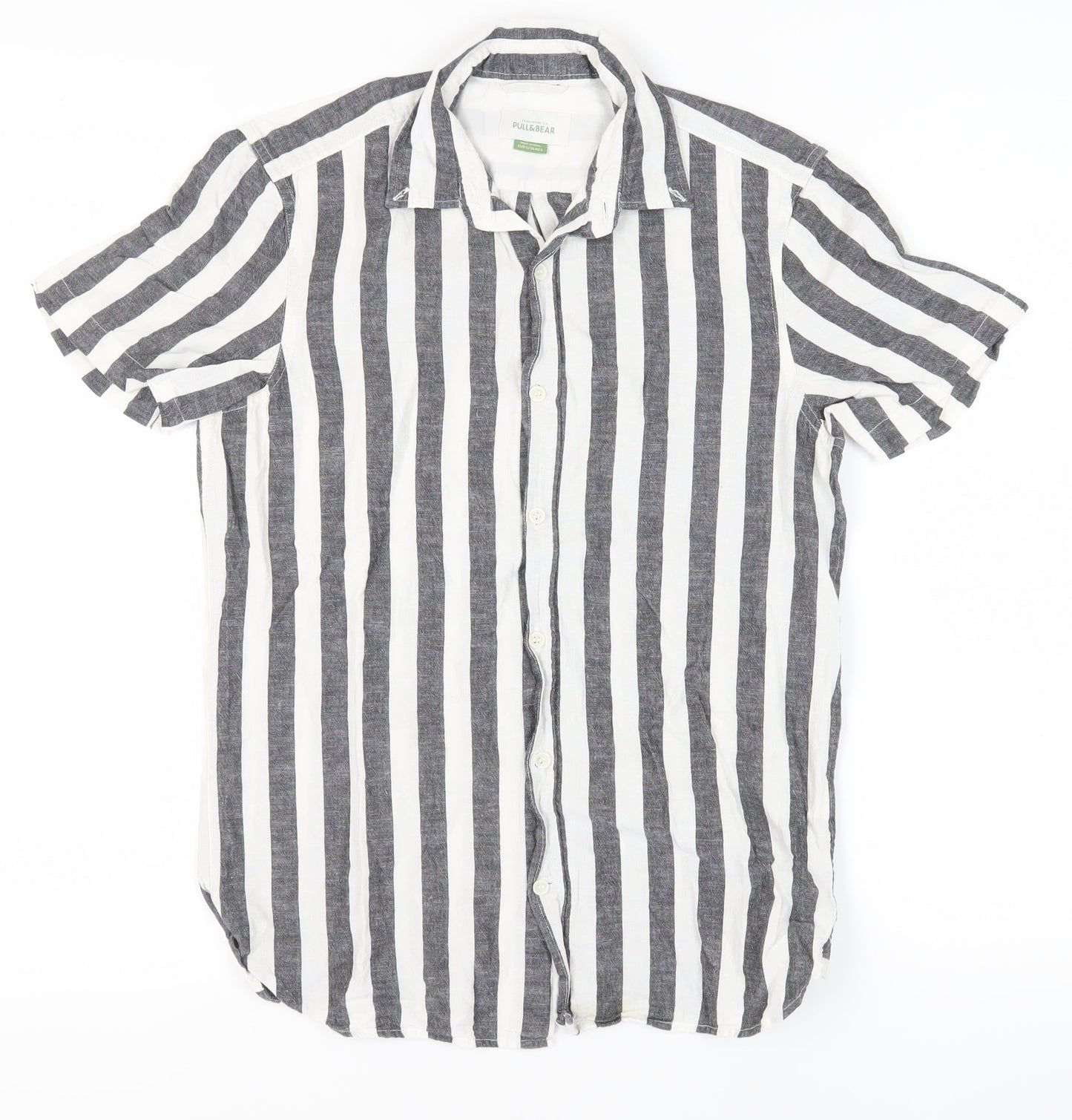 Pull & Bear Men's Striped Casual Button-Up Shirt
