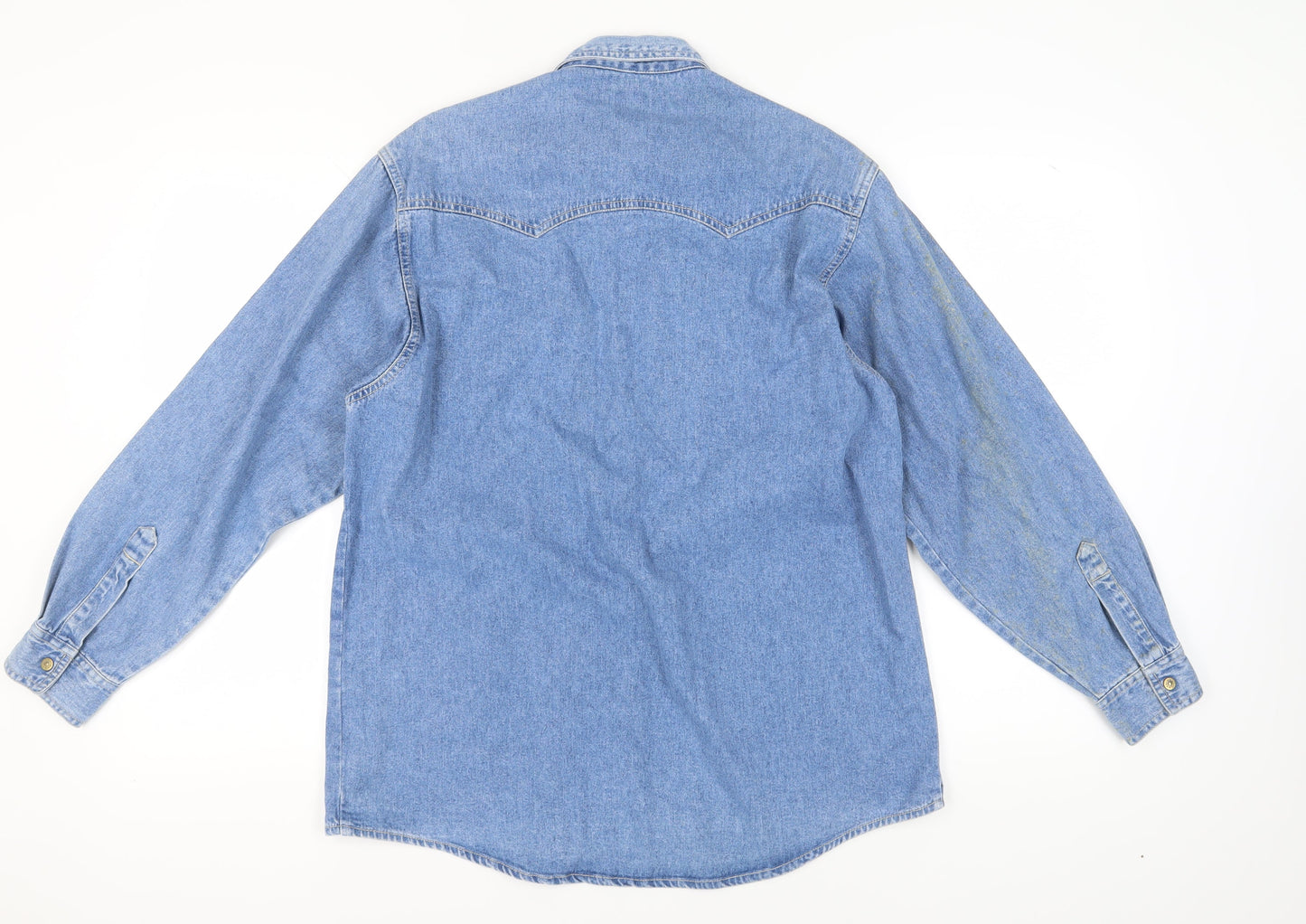Easy Men's Blue Denim Western Shirt Size S
