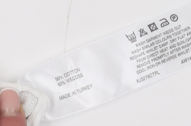 CC Women's White Pullover Jumper, Size L, Long Sleeve