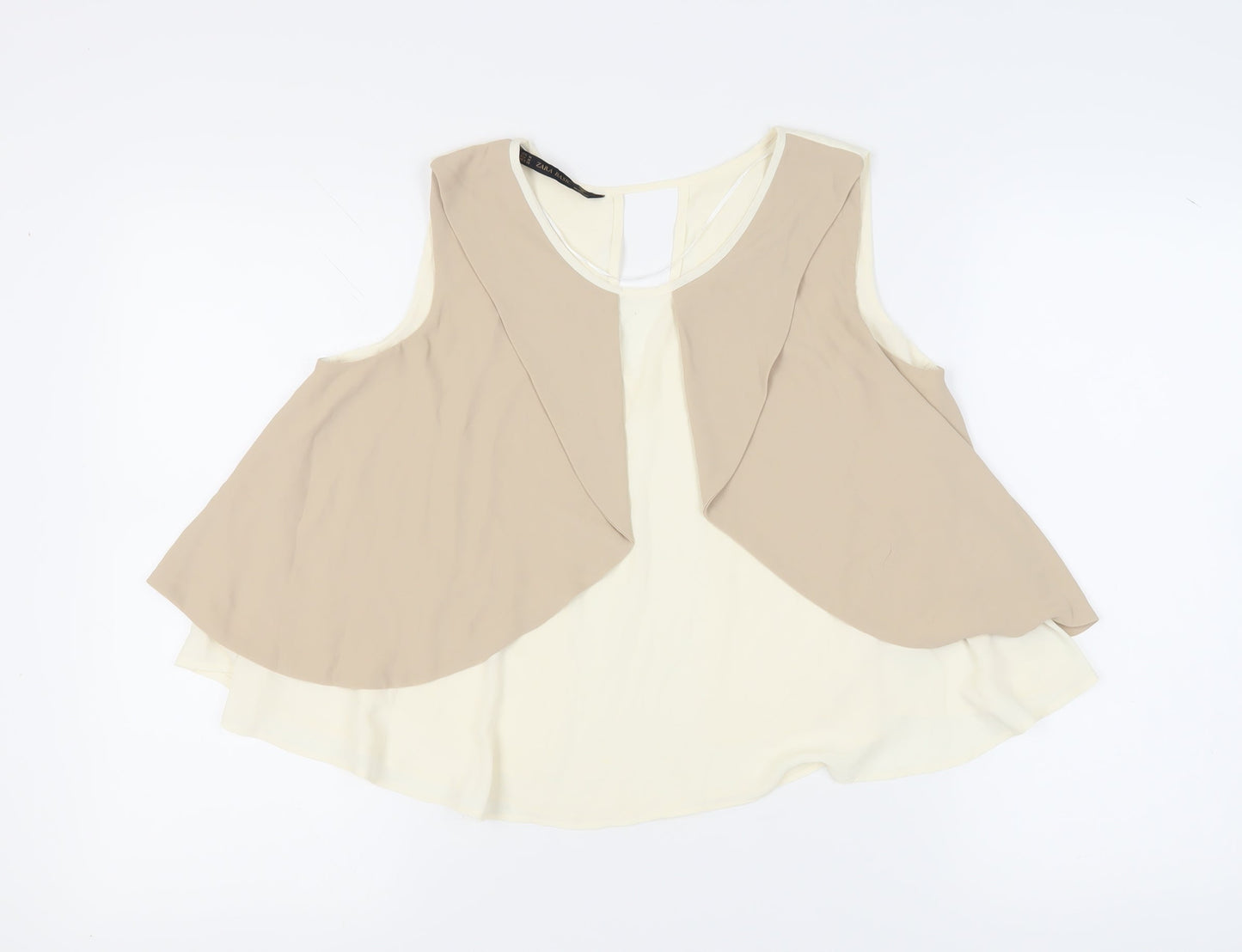 Zara Women Beige Sleeveless Blouse Size M