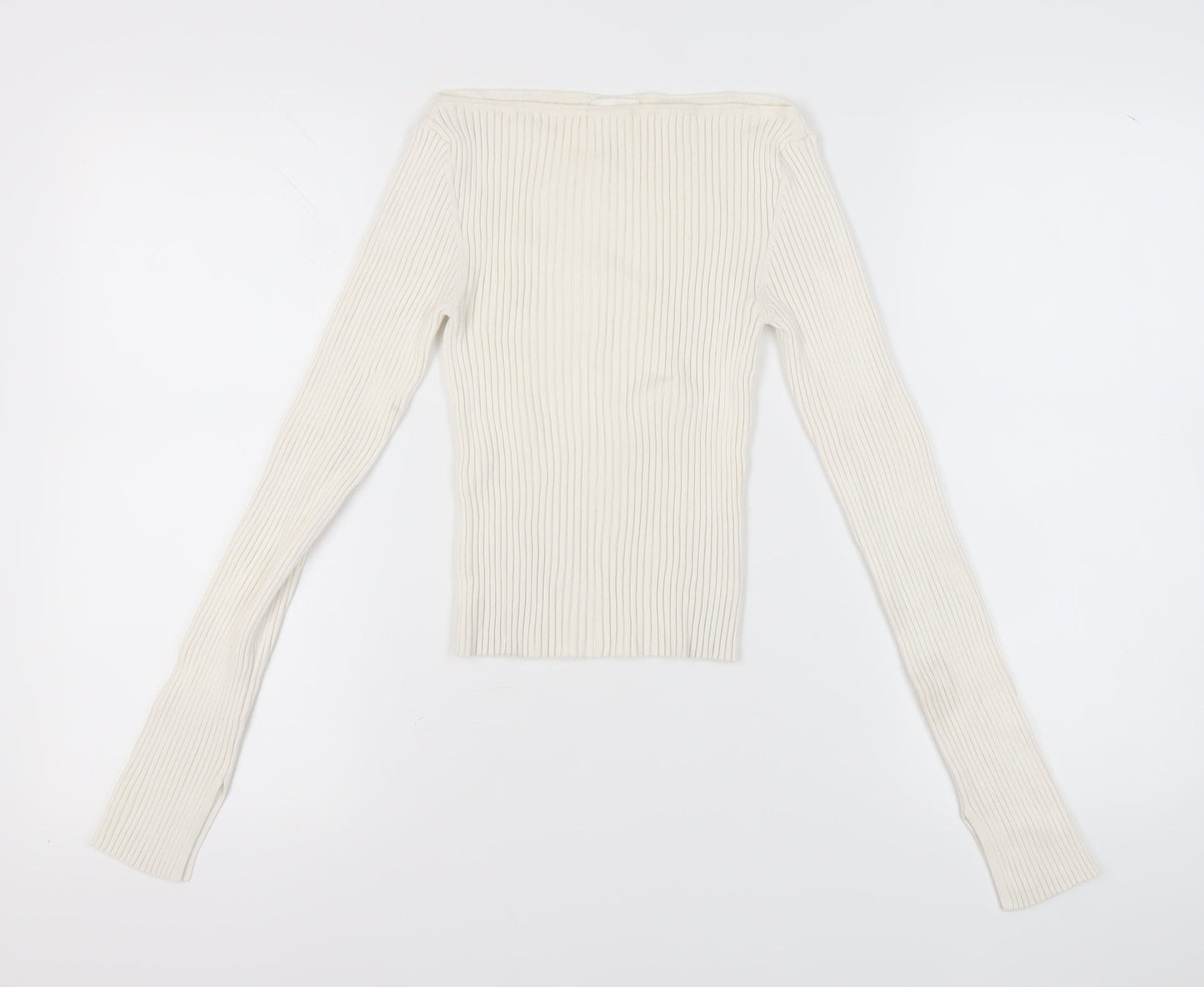 H&M Women's Ivory Boat Neck Jumper XS