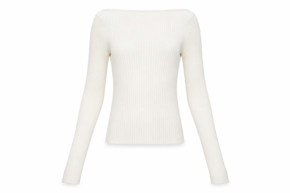 H&M Women's Ivory Boat Neck Jumper XS