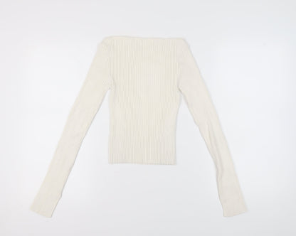 H&M Women's Ivory Boat Neck Jumper XS