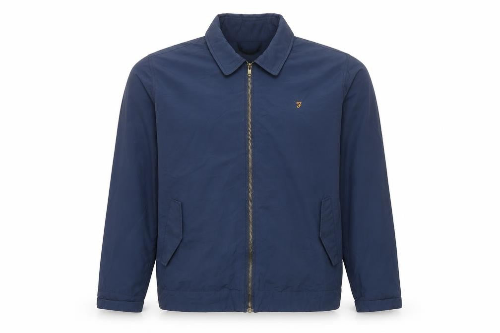 Farah Men's Blue Basic Jacket L Casual Mid-Length Zip