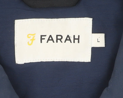 Farah Men's Blue Basic Jacket L Casual Mid-Length Zip