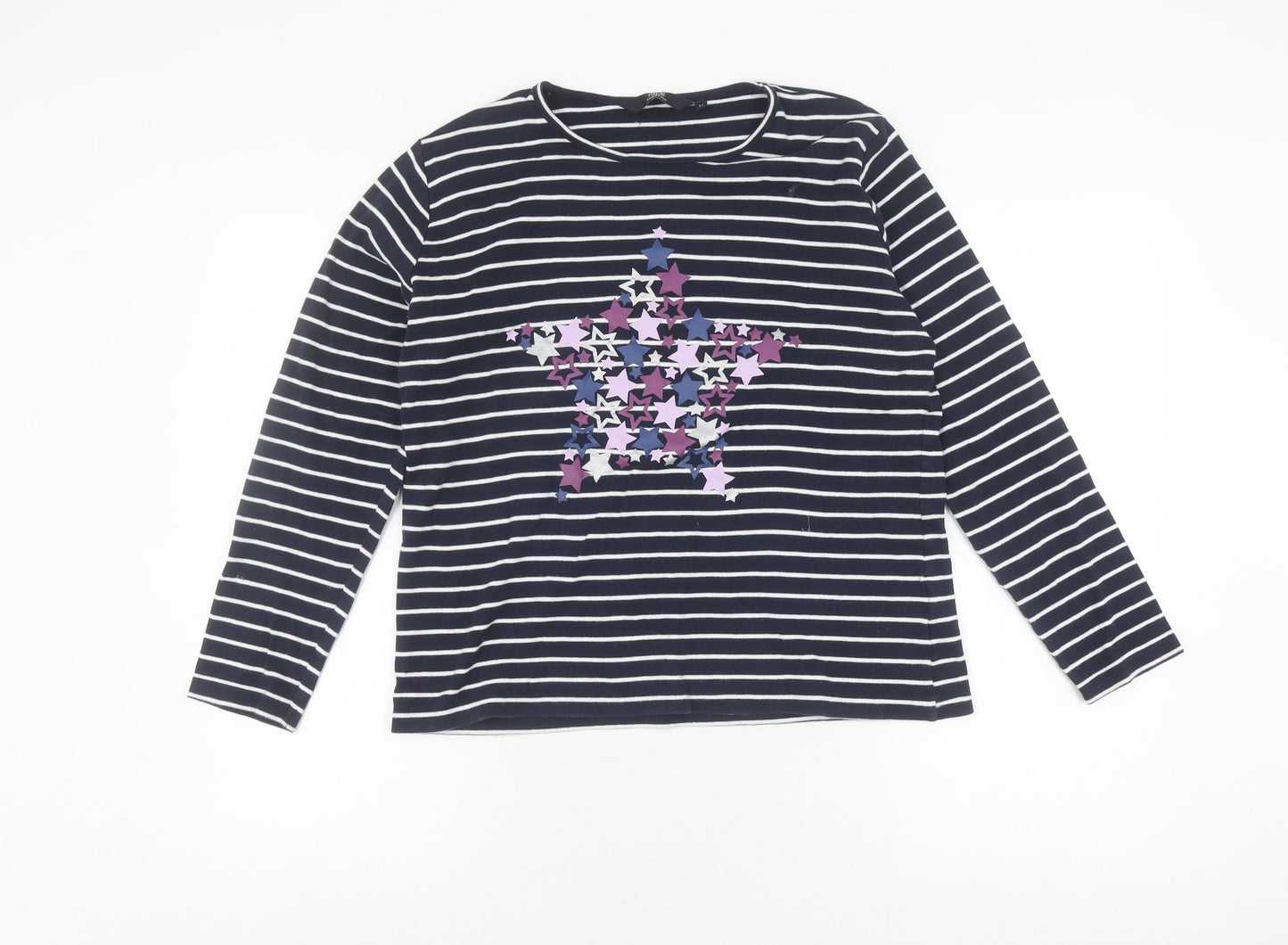 Isle Essentials Women's Blue Striped Pullover Jumper M