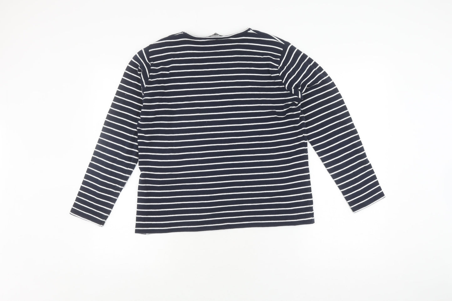 Isle Essentials Women's Blue Striped Pullover Jumper M