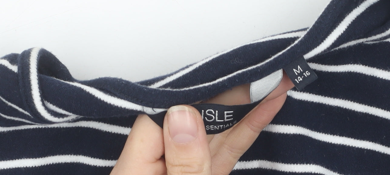 Isle Essentials Women's Blue Striped Pullover Jumper M