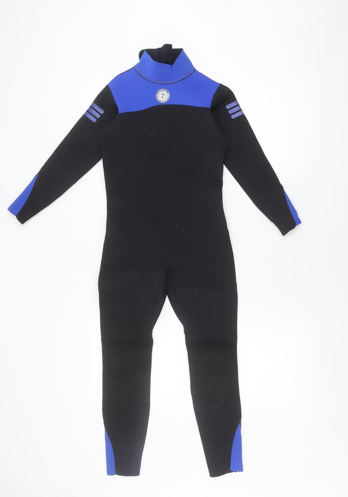Additional front view of twobarefeet boys’ black/blue wetsuit -, size L, quick dry